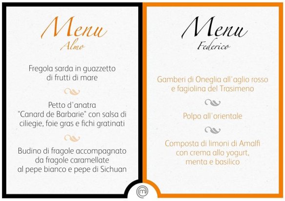 I menu della finale